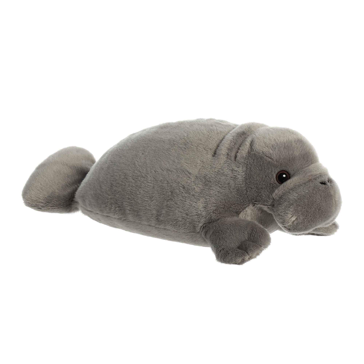 Aurora Manny Manatee Flopsie face: soft plush for hugs and imaginative stories.