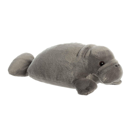 Aurora Manny Manatee Flopsie face: soft plush for hugs and imaginative stories.