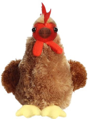 Cocky the Rooster's friendly face shows soft textures and vibrant colors