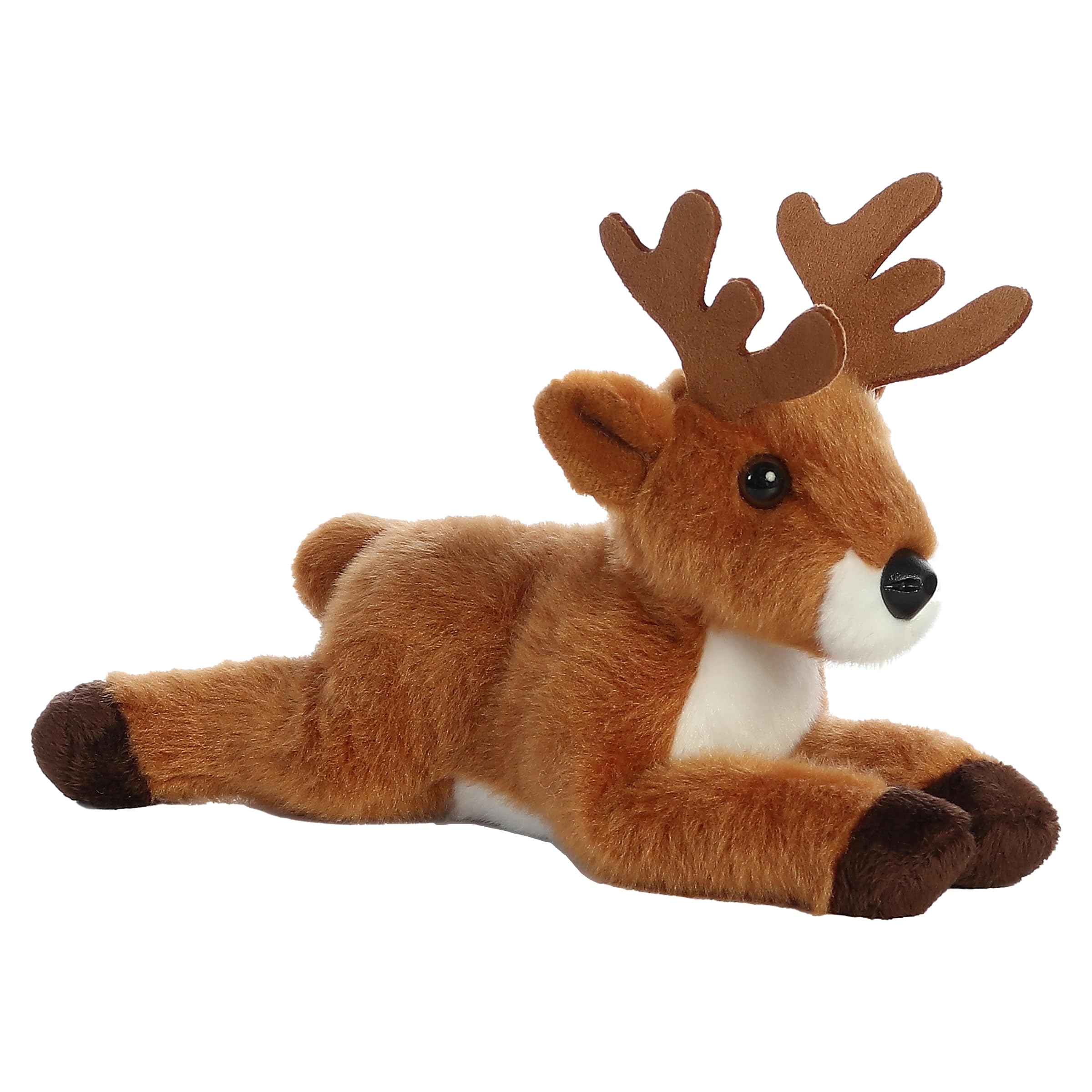 Aurora Mini Flopsie Deer plush with soft brown fur for cozy snuggles.