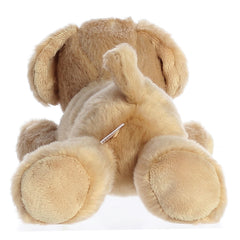 Aurora Mini Flopsie Golden plush snuggle pose, compact shape for travel comfort