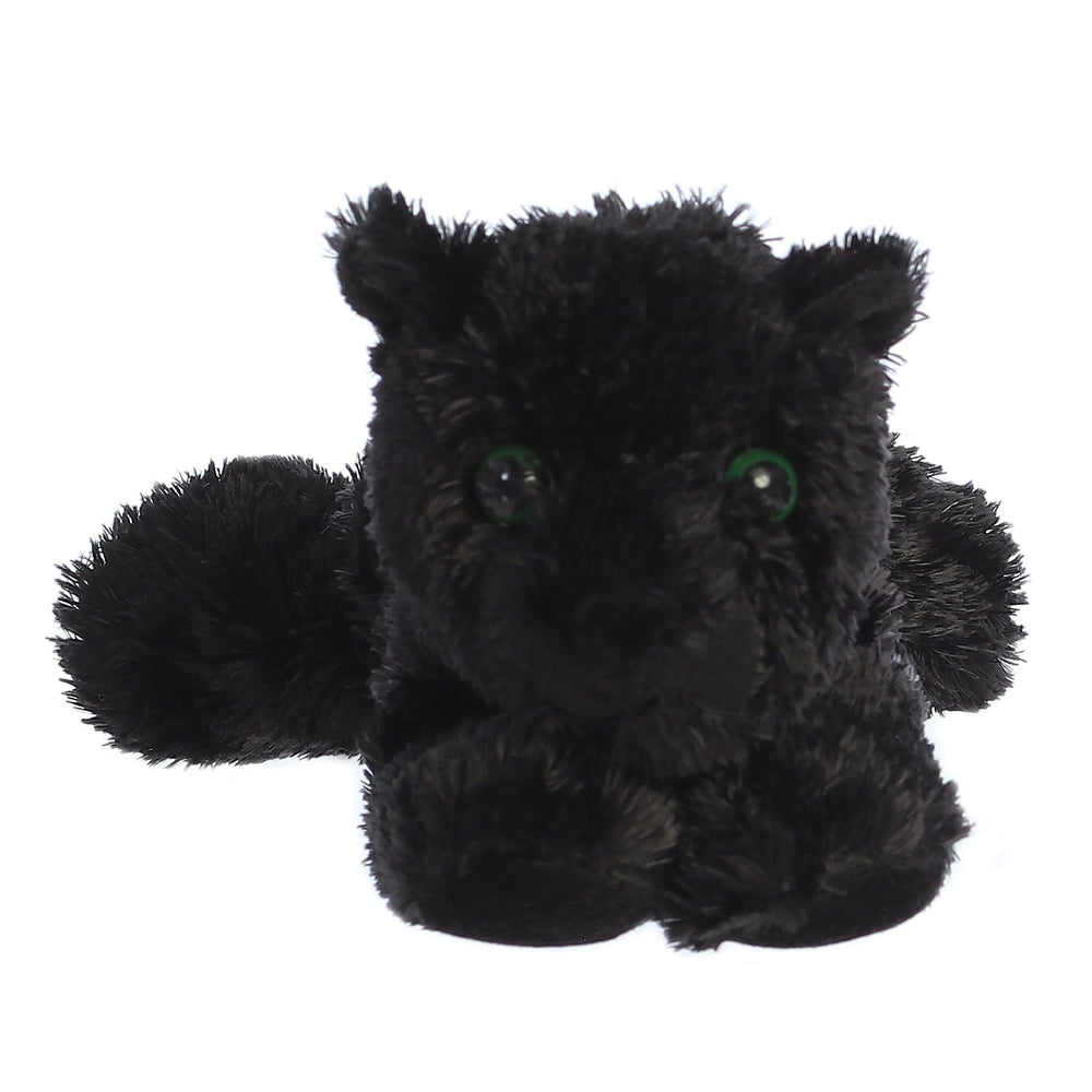 Aurora Onyx mini plush with glossy fur catching light.