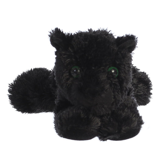 Aurora Onyx mini plush with glossy fur catching light.