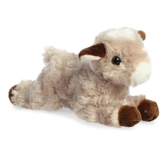 Aurora Paisley Goat plush, side view, ideal for travel and gentle hugs.
