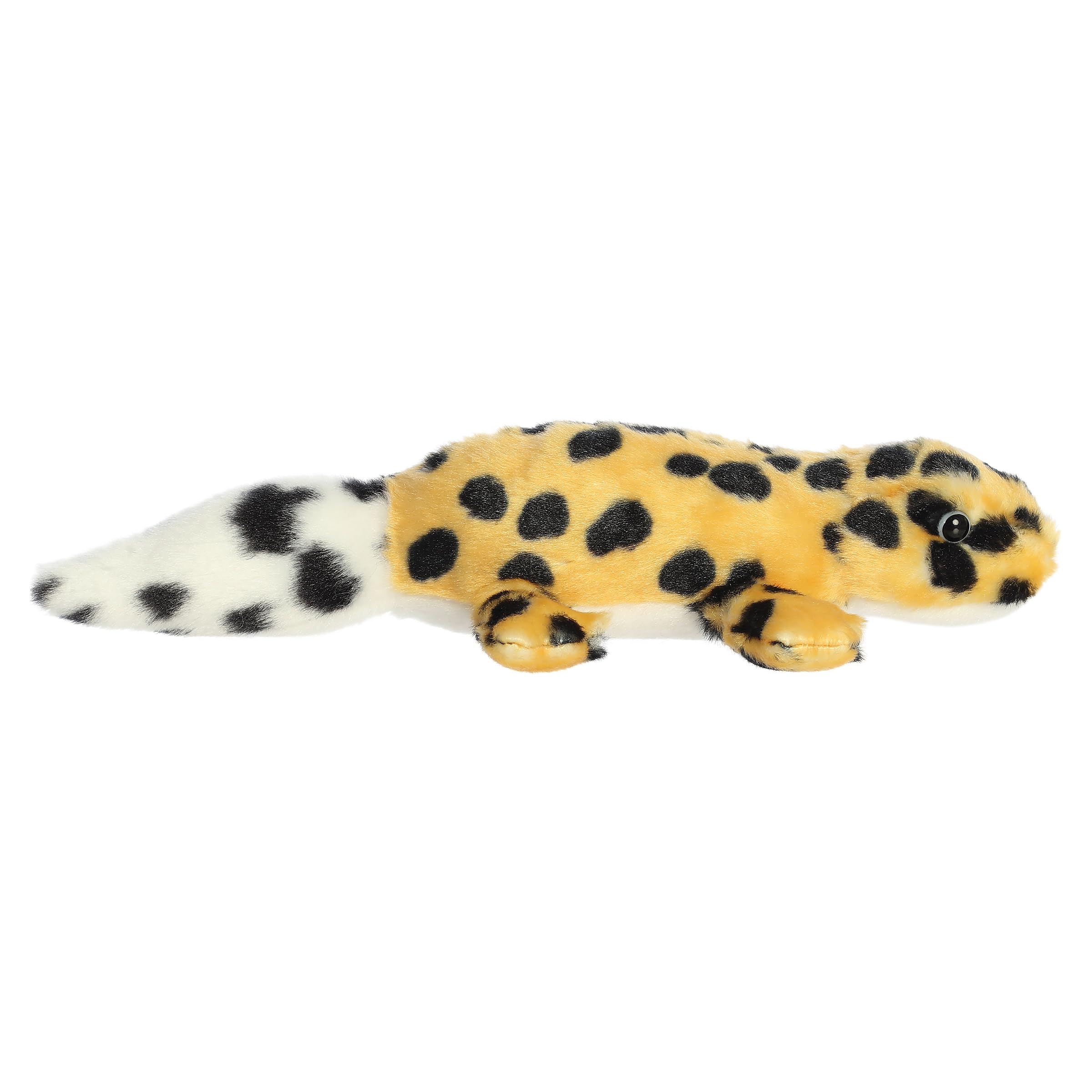 Aurora Adorable Mini Flopsie Zilla Leopard Gecko plush resting on belly, ideal for pretend adventures.