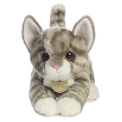 Aurora Miyoni 9-inch Grey Tabby Kitten face close-up showing soft plush