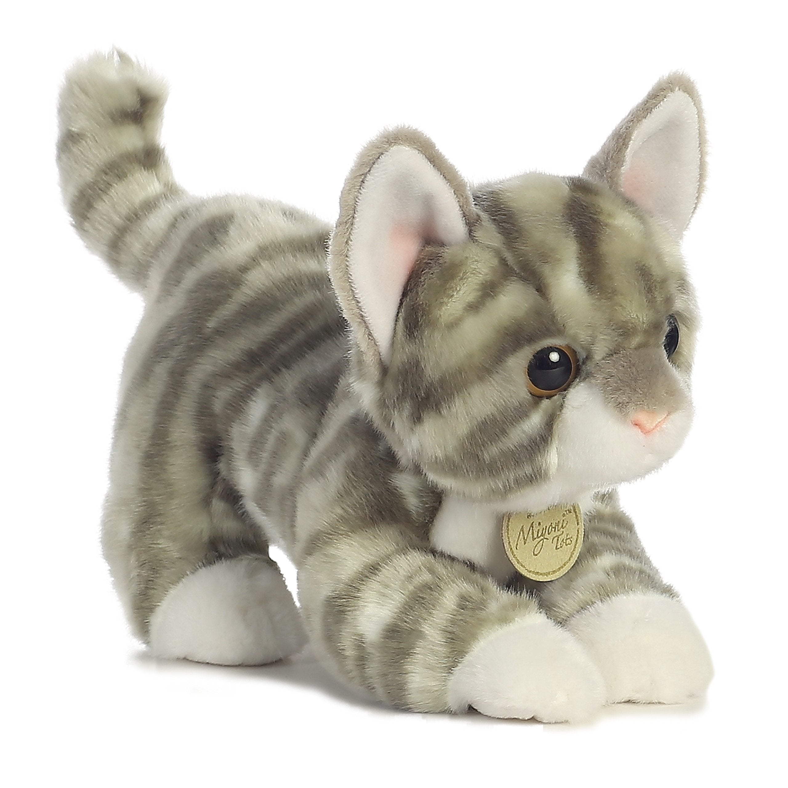 Aurora Miyoni 9-inch Grey Tabby Kitten front view for display and collection