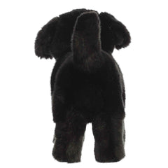 Aurora Miyoni Black Labrador plush includes bean pellets for balanced standing and posing