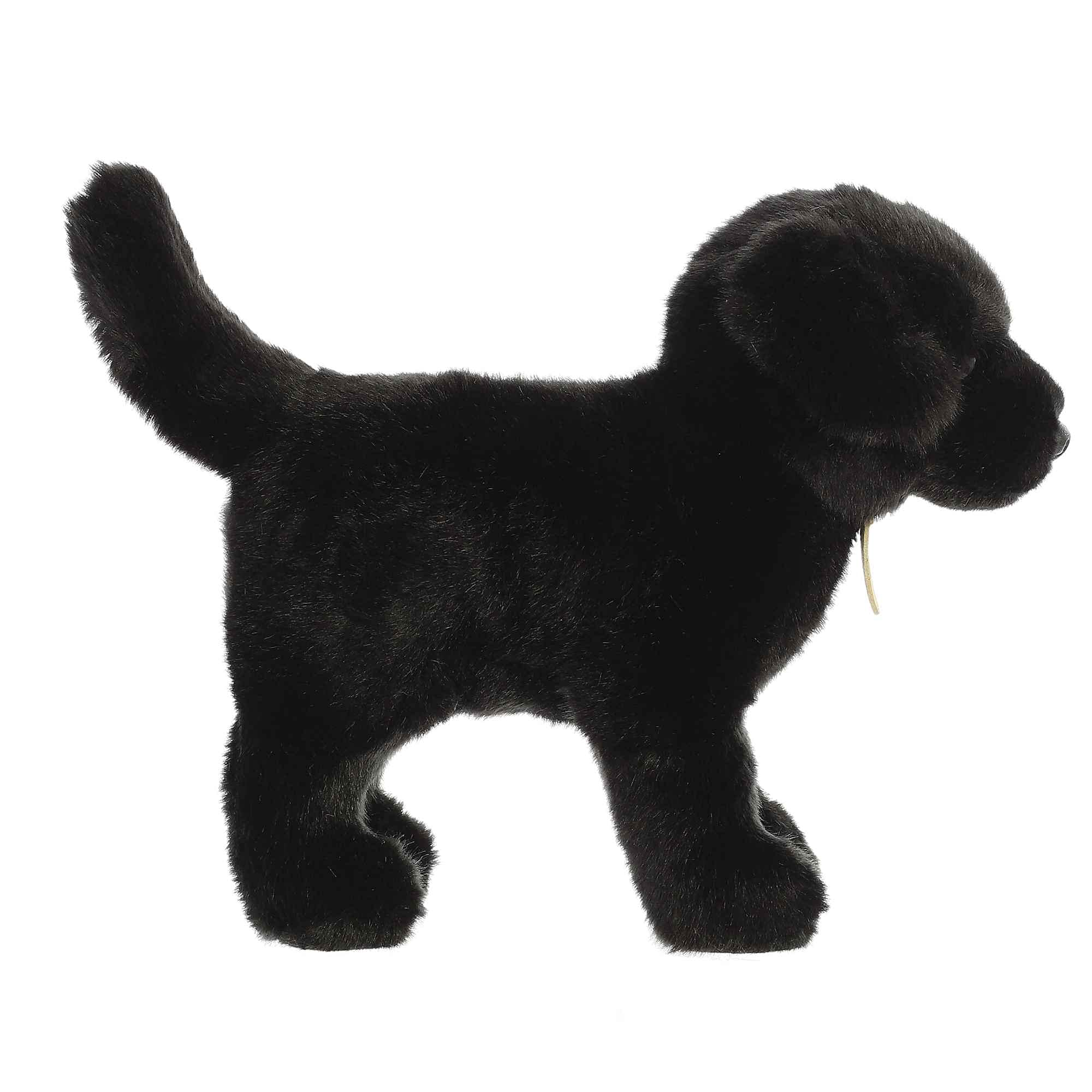 Aurora Miyoni Black Labrador plush features hand stitched craftsmanship for durable texture