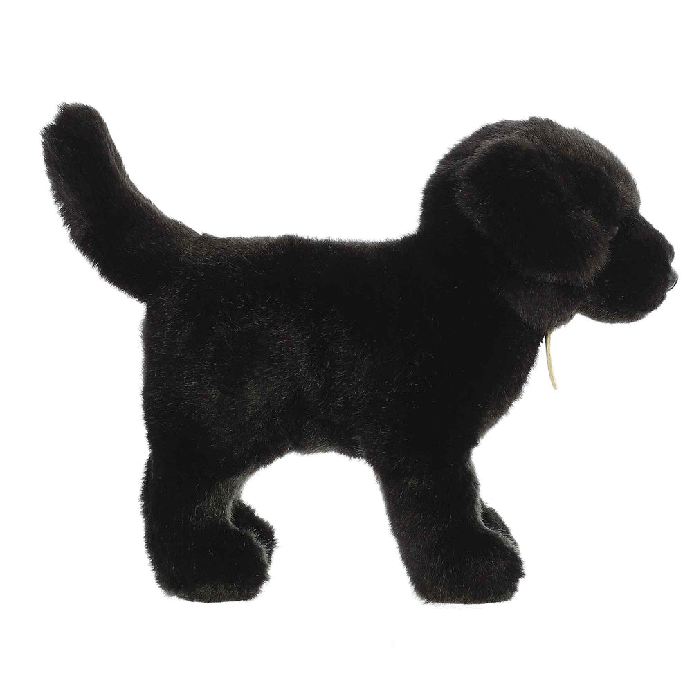 Aurora Miyoni Black Labrador plush features hand stitched craftsmanship for durable texture