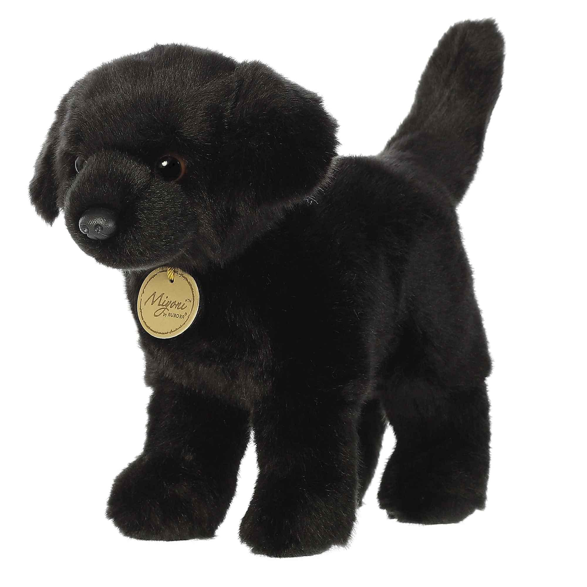 Aurora Miyoni Black Labrador plush with lifelike head detail for realistic cuddling