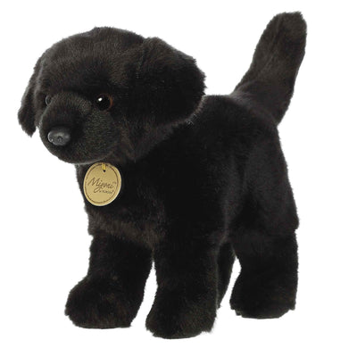 Aurora Miyoni Black Labrador plush with lifelike head detail for realistic cuddling