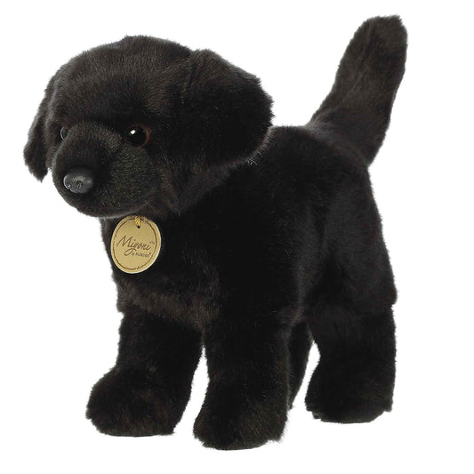 Aurora Miyoni Black Labrador plush with lifelike head detail for realistic cuddling