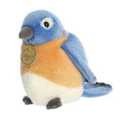 Bluebird Miyoni plush includes a hang tag with species information.