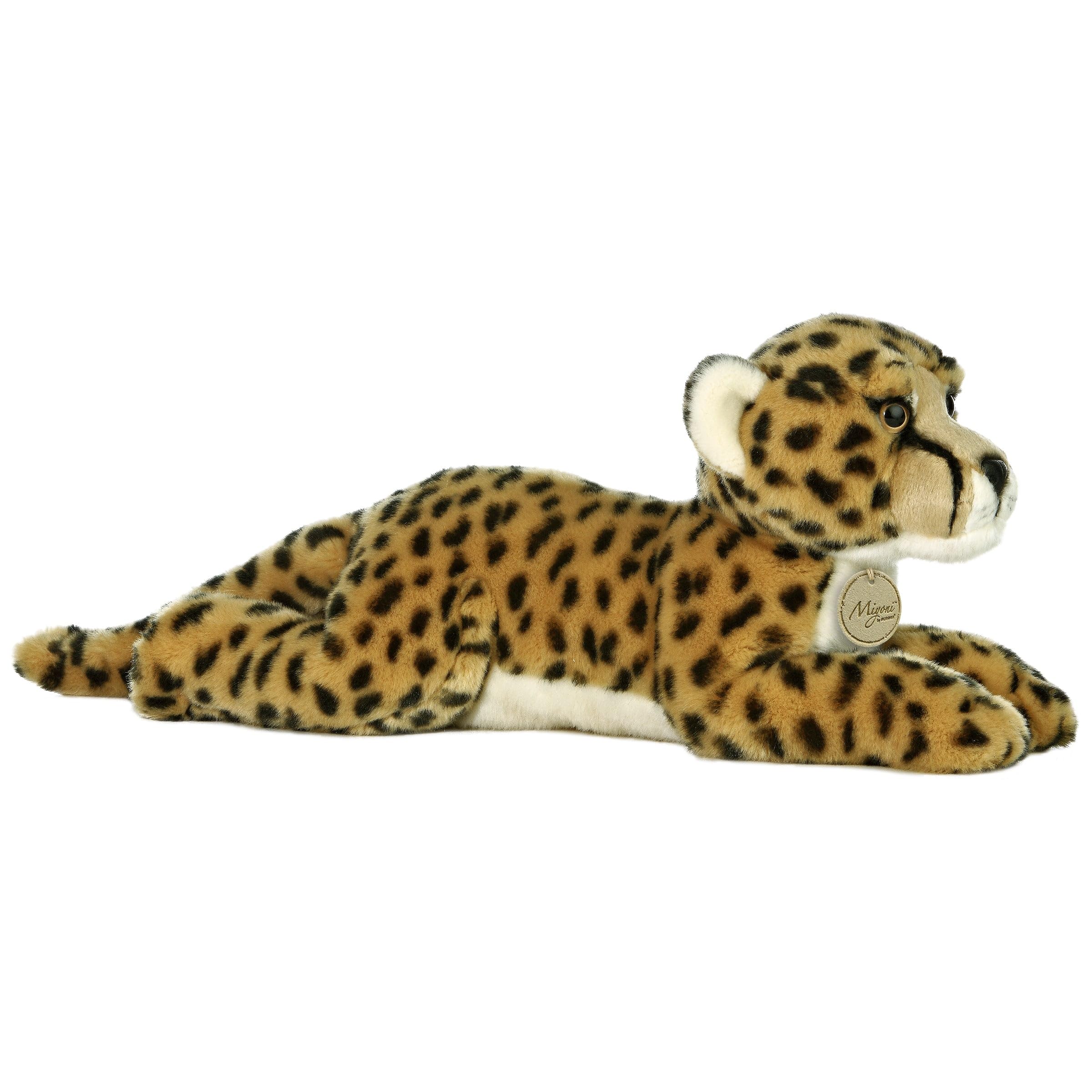 Aurora Miyoni cheetah plush, 17-inch lifelike companion for cozy decor and imaginative play.