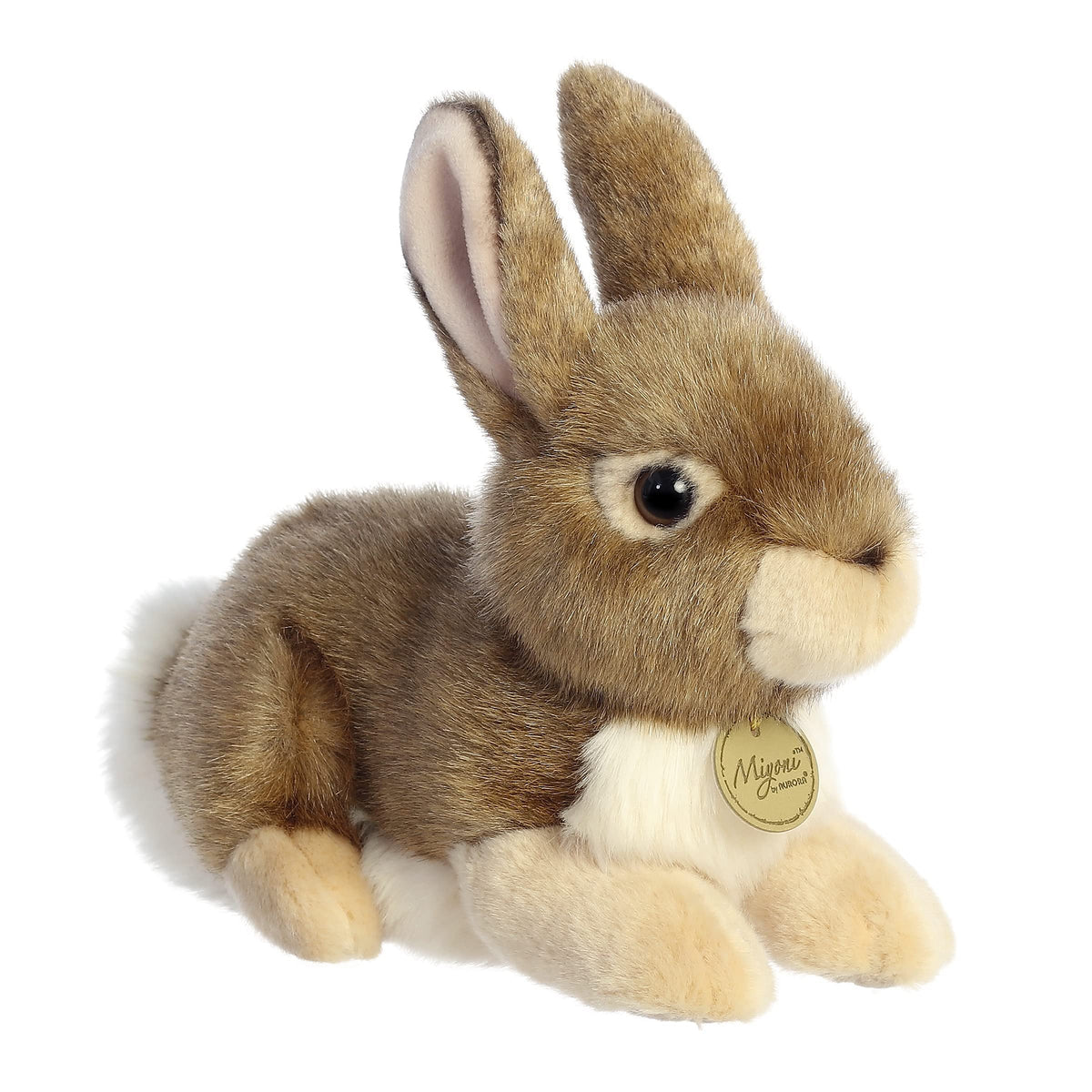Aurora Miyoni Eastern Cottontail Rabbit full-body view with lifelike fur texture for cuddling.
