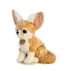 Aurora Miyoni Fennec Fox plush, tag closeup, unique species info for educational display.