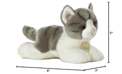 Aurora Miyoni grey tabby cat 8-inch with hang tag for species info and collectibility.