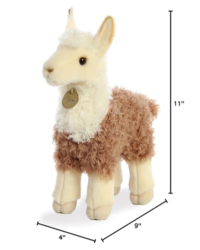 Aurora Miyoni two-tone llama plush hang tag with species information for learning
