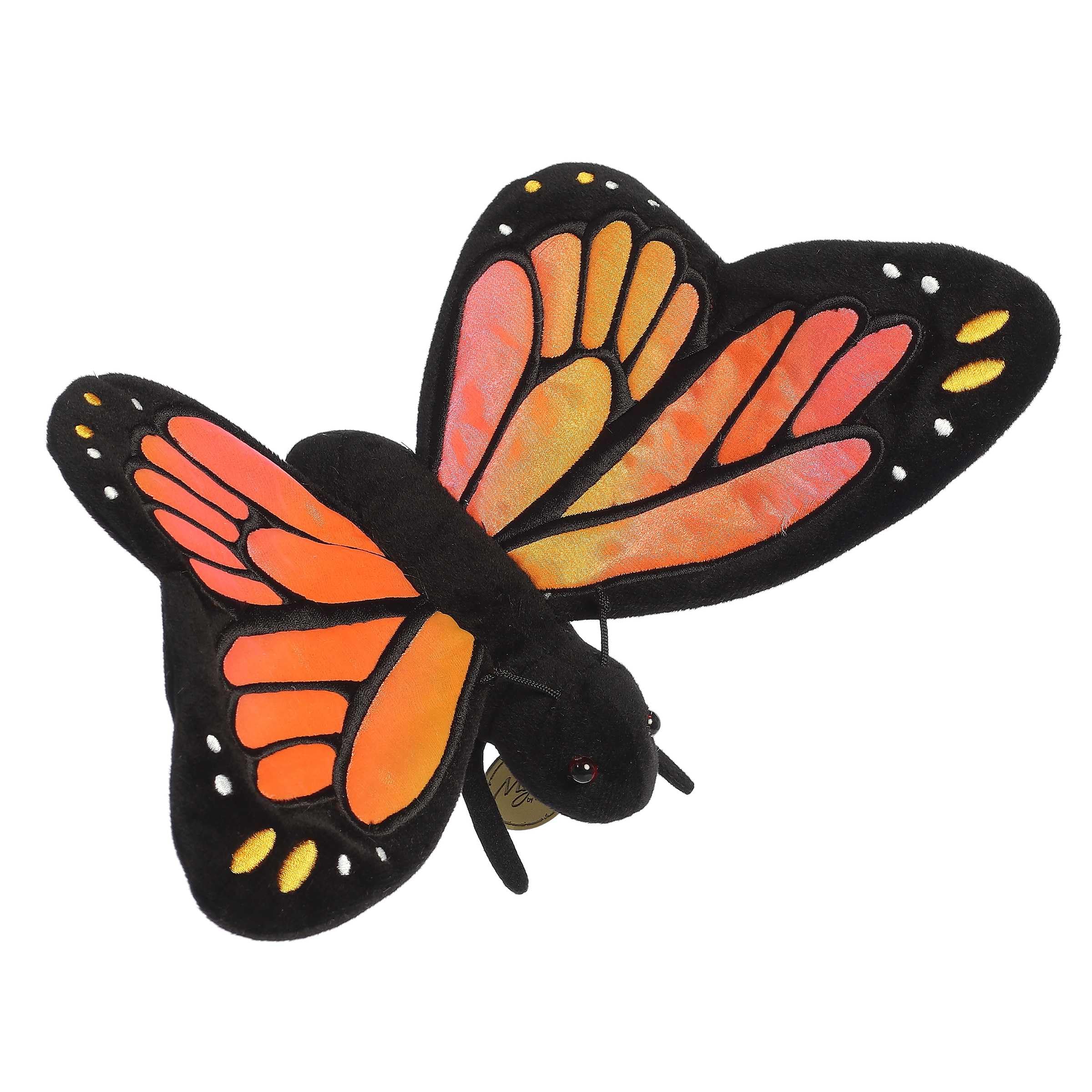 Aurora Miyoni Monarch butterfly plush 13-inch, lifelike colors for imaginative play and decor.