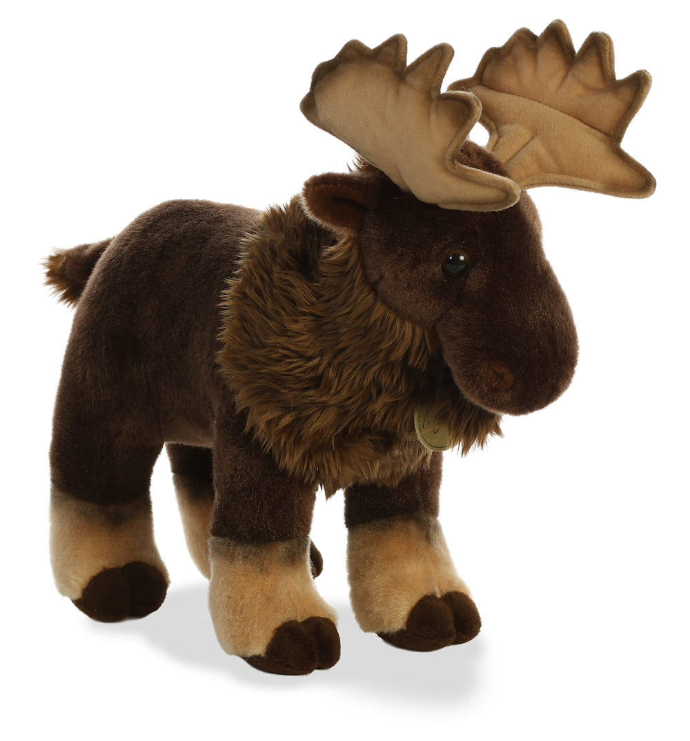 Aurora Miyoni Moose plush in brown with lifelike detail for cuddling and display.