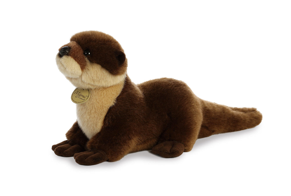 Aurora Miyoni river otter plush in a sitting pose, great for shelf decor or play.