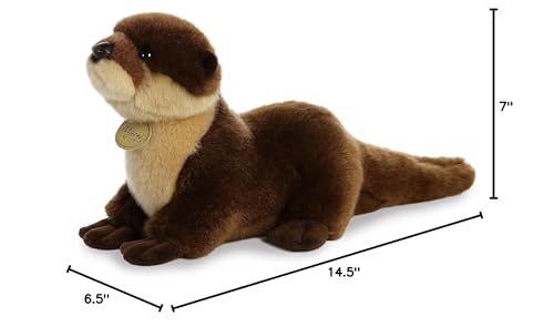 Aurora Miyoni river otter plush with a hang tag for species information.