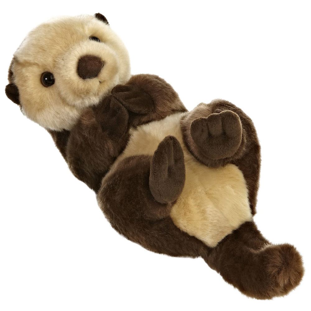 Aurora Miyoni Sea Otter plush, front view, soft cuddle buddy for desks and shelves.