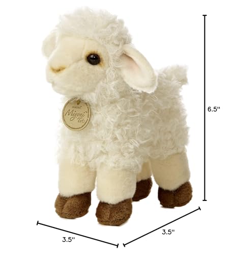 Compact 3.5x7x6.5 inch size of the Aurora Miyoni Tots Baby Lamb.