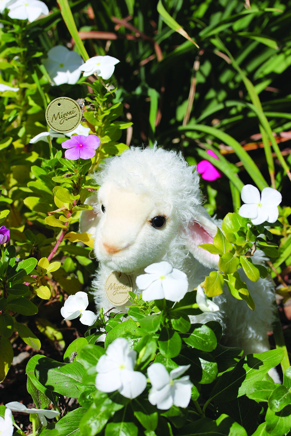 Close-up of hand-stitched detail on Aurora Miyoni Tots Baby Lamb.