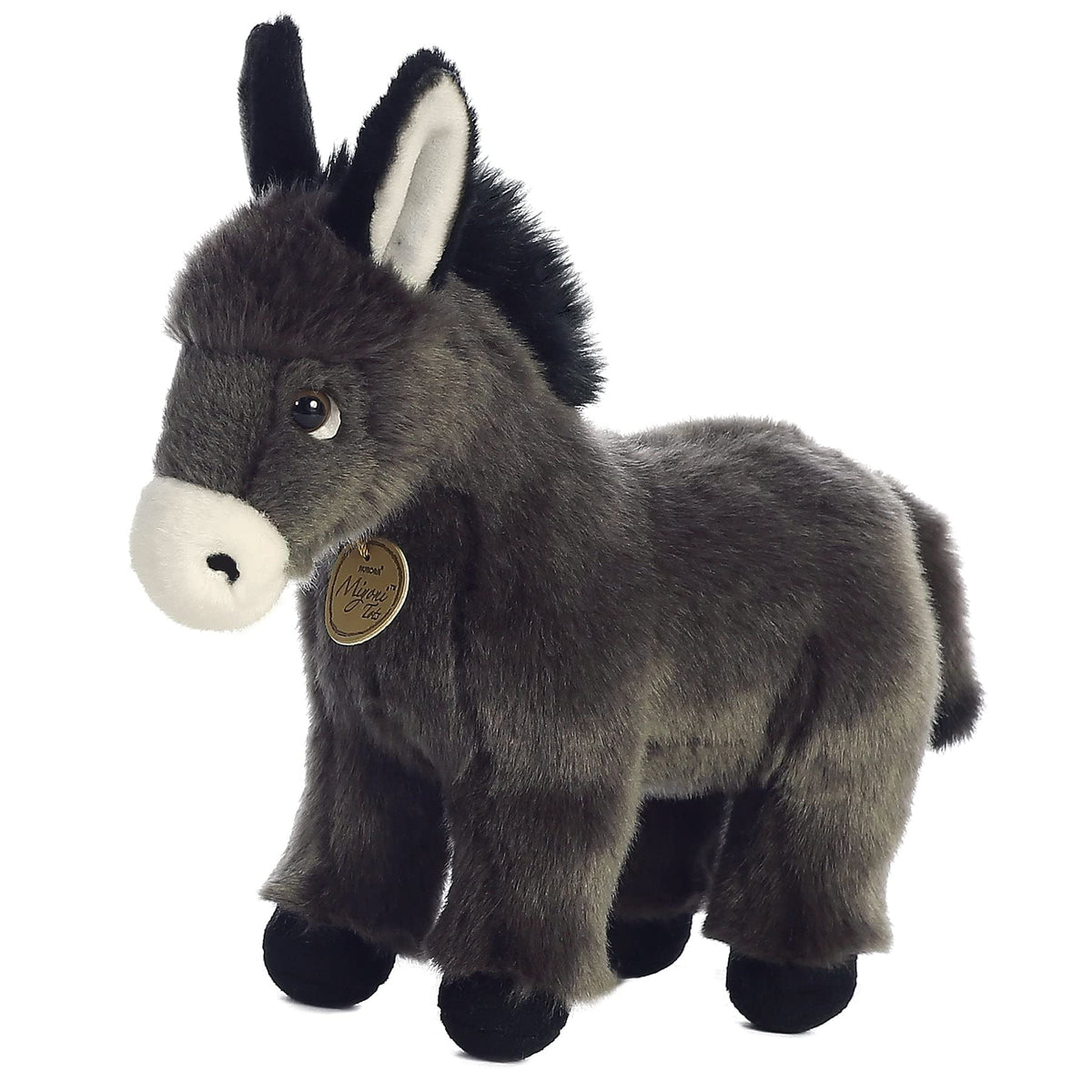 Aurora Miyoni Tots Donkey Foal front view plush, soft gray fur for cozy companionship.