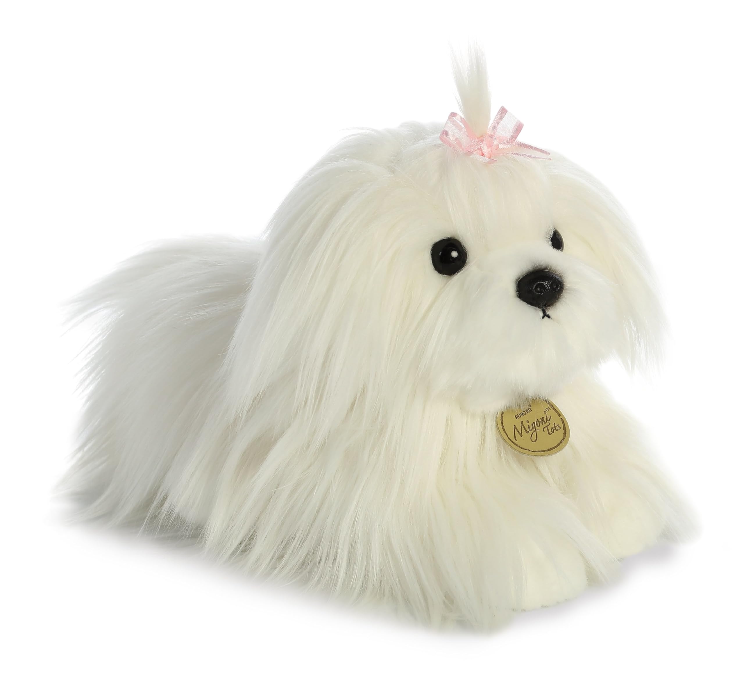 Aurora Miyoni Tots Maltese Puppy plush face detail, perfect for room decor and cuddle play.