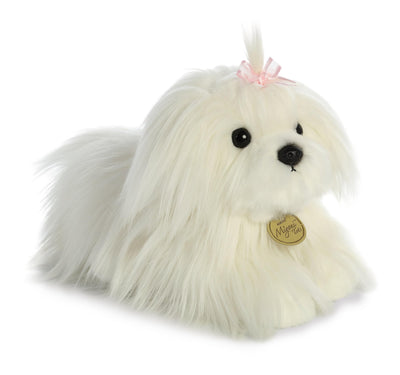 Aurora Miyoni Tots Maltese Puppy plush face detail, perfect for room decor and cuddle play.