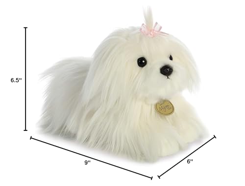 Aurora Miyoni Tots Maltese Puppy plush with hang tag, appealing classroom or shelf display.