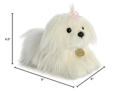 Aurora Miyoni Tots Maltese Puppy plush with hang tag, appealing classroom or shelf display.
