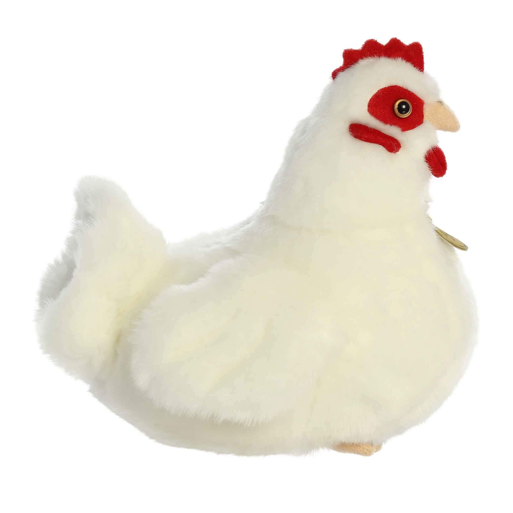 Aurora Miyoni White Hen plush hand-stitched detail adds unique character and quality to collect.