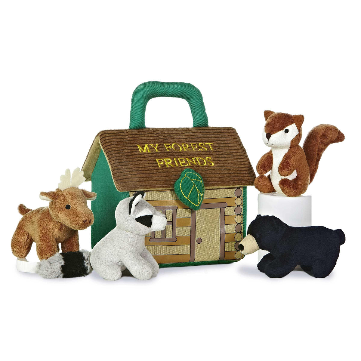 Aurora My Forest Friends log cabin carrier with soft textures for babies