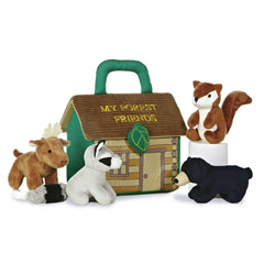 Aurora My Forest Friends log cabin carrier with soft textures for babies