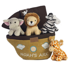 Aurora Noah's Ark elephant plush features trumpet sound to spark curiosity.
