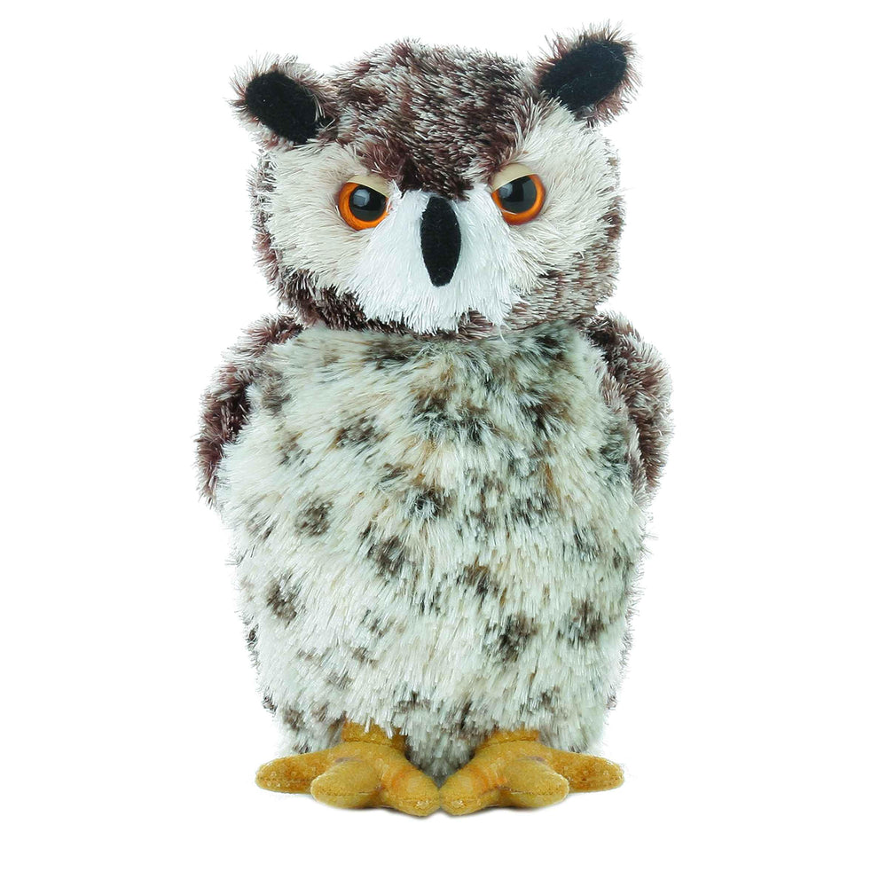 Aurora Osmond owl plush front view with speckled feathers for cuddles.