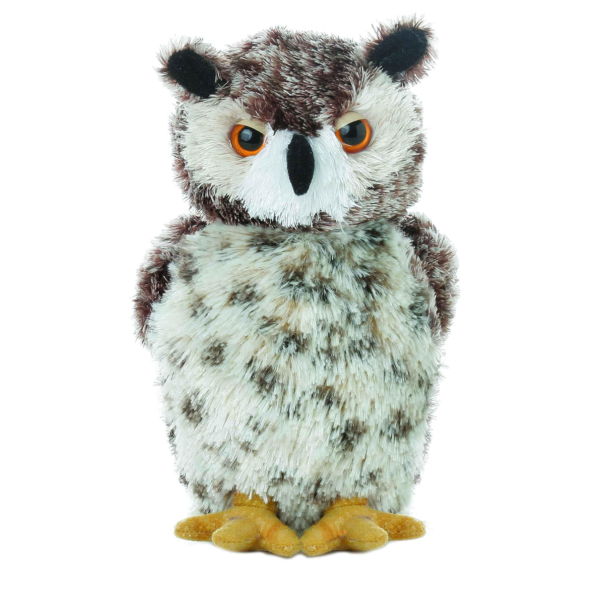 Aurora Osmond owl plush front view with speckled feathers for cuddles.