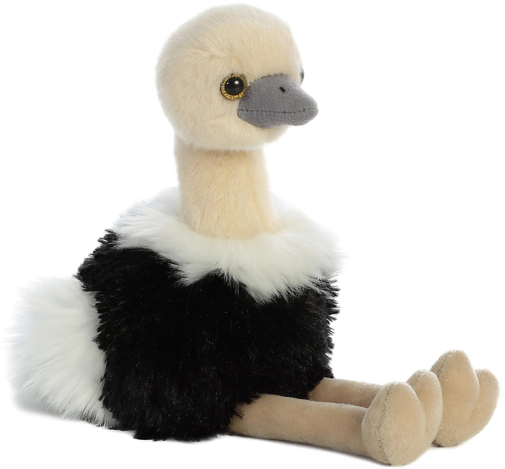 Aurora Ozzi ostrich plush resting pose invites easy cuddles and storytelling