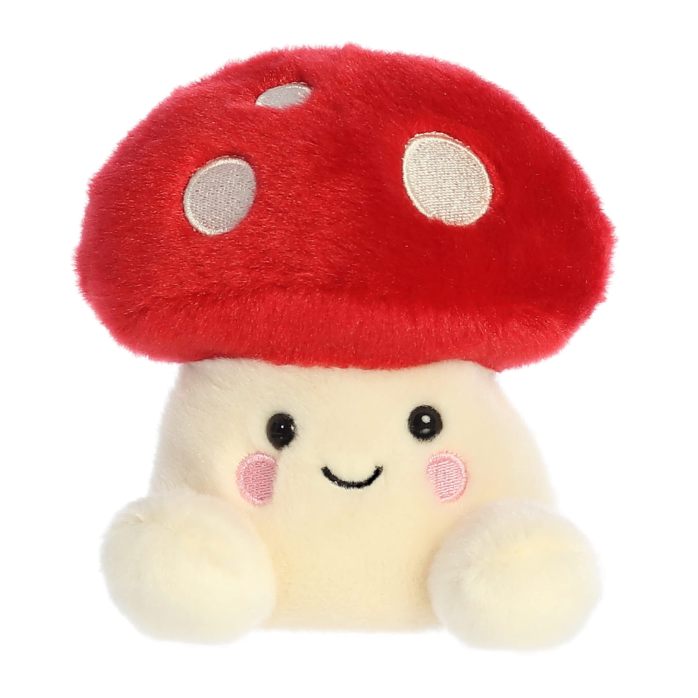 Aurora Palm Pals Amanita Mushroom 5in side view, soft plush texture for comforting play.