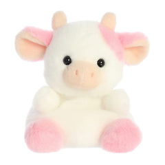 Aurora Belle Strawberry Cow Palm Pal front view, soft plush for cuddles
