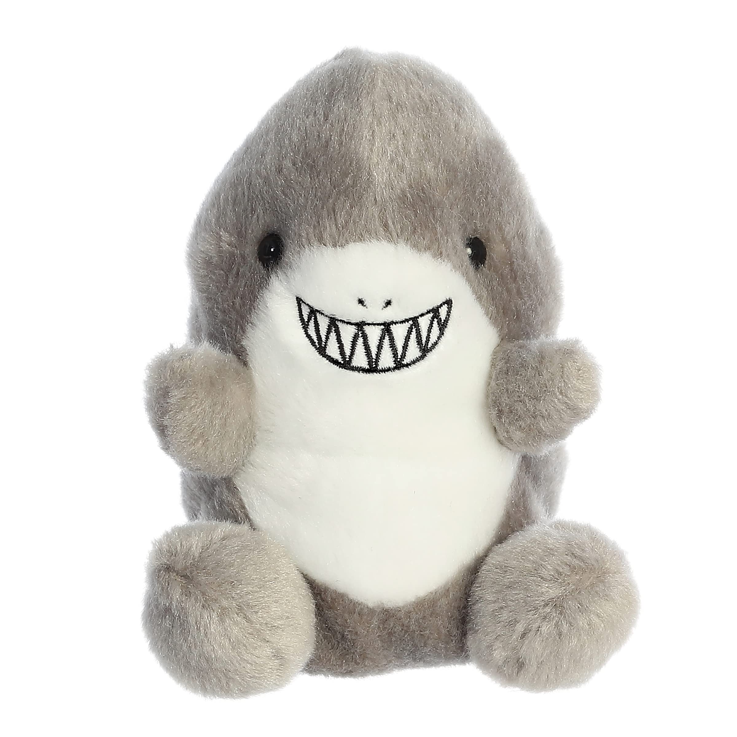 Aurora Palm Pals Chomps Shark embroidery smile detail for cuddly charm.