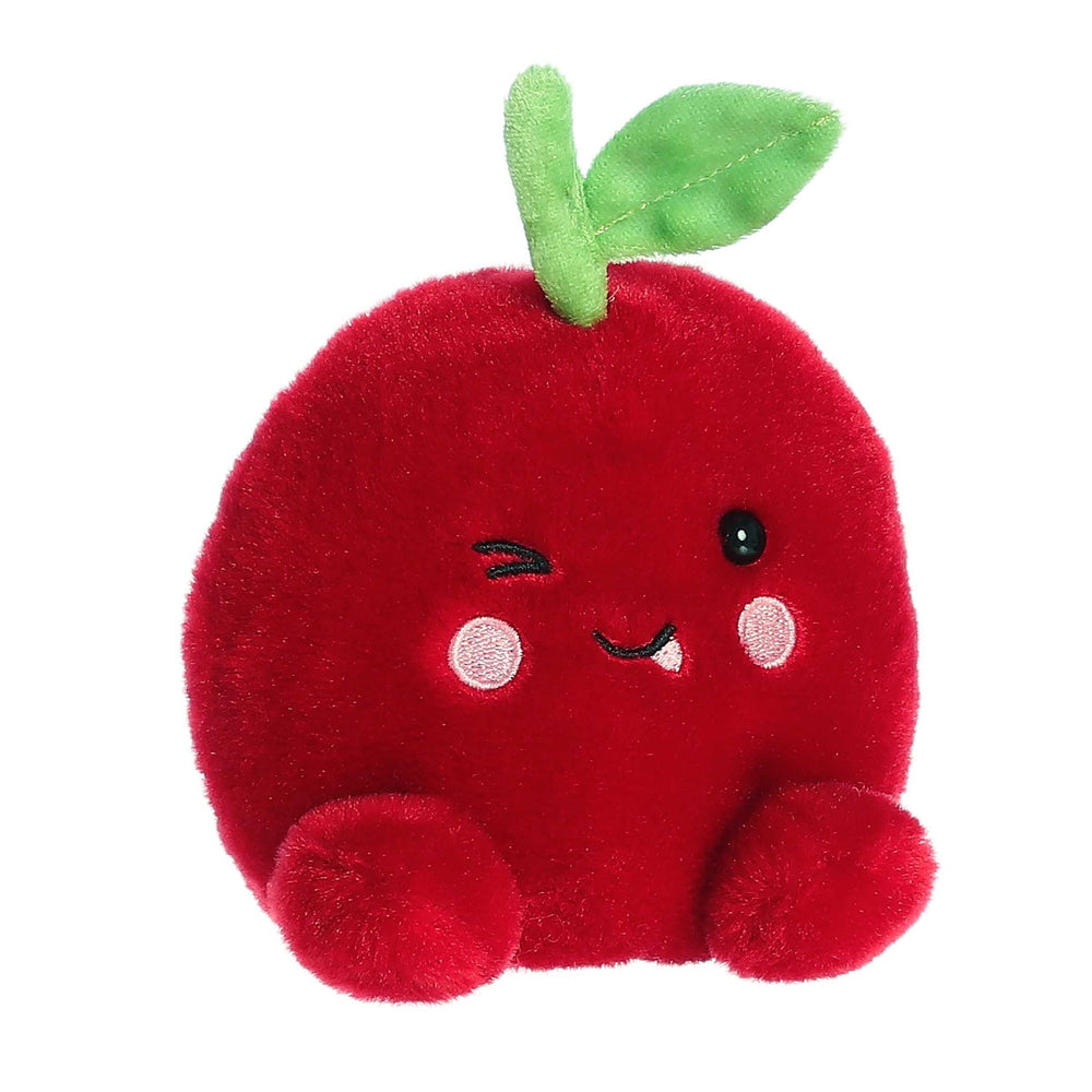 Cordial Cherry face close-up highlights friendly smile and soft fabric.