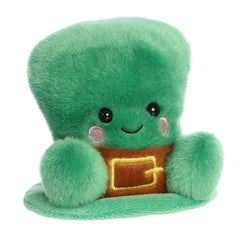 Aurora Finnigan Leprechaun Hat plush close-up; soft green fabric and stitched seams ideal for safe play.