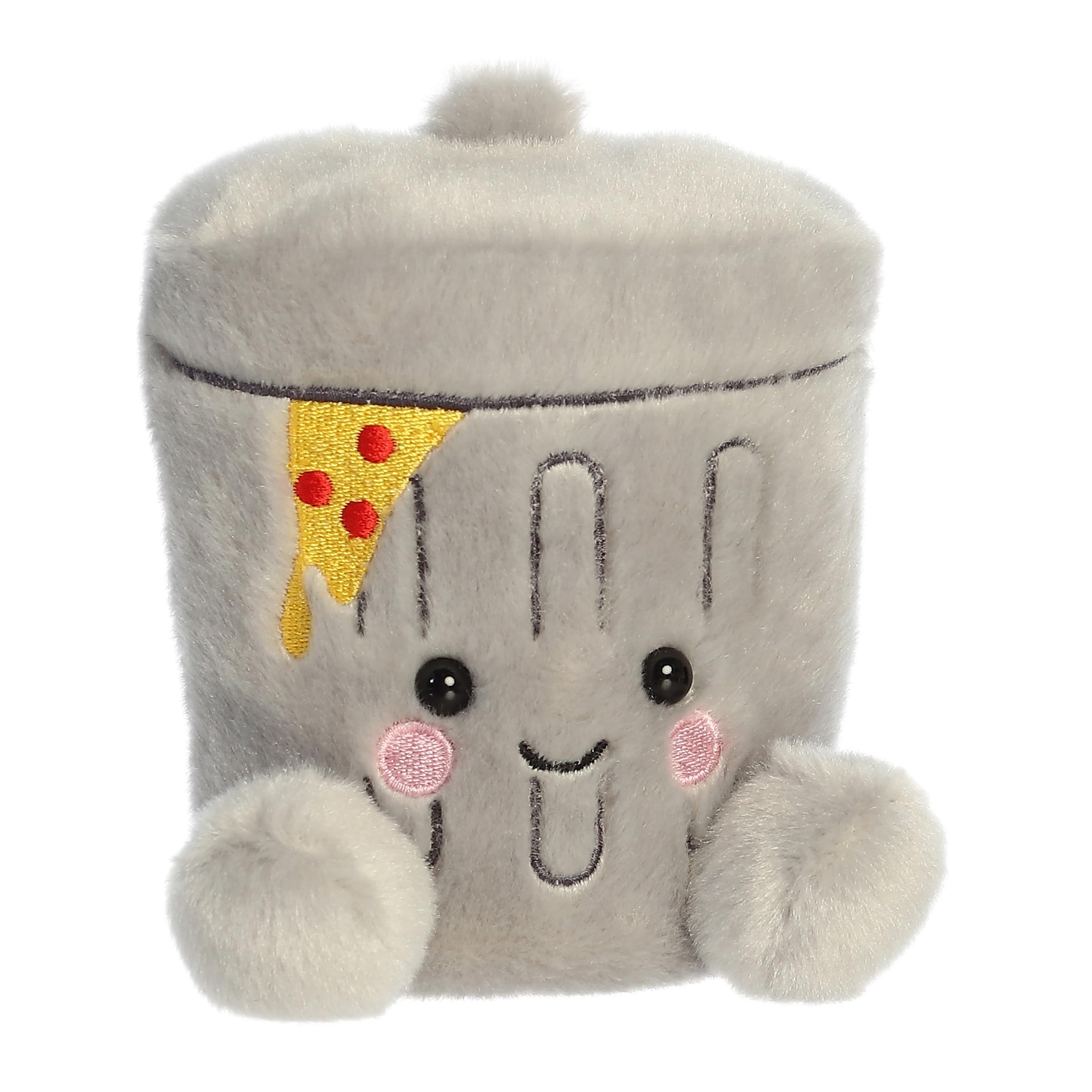 Aurora Garbanzo Palm Pal plush gray front view, cozy desk buddy.