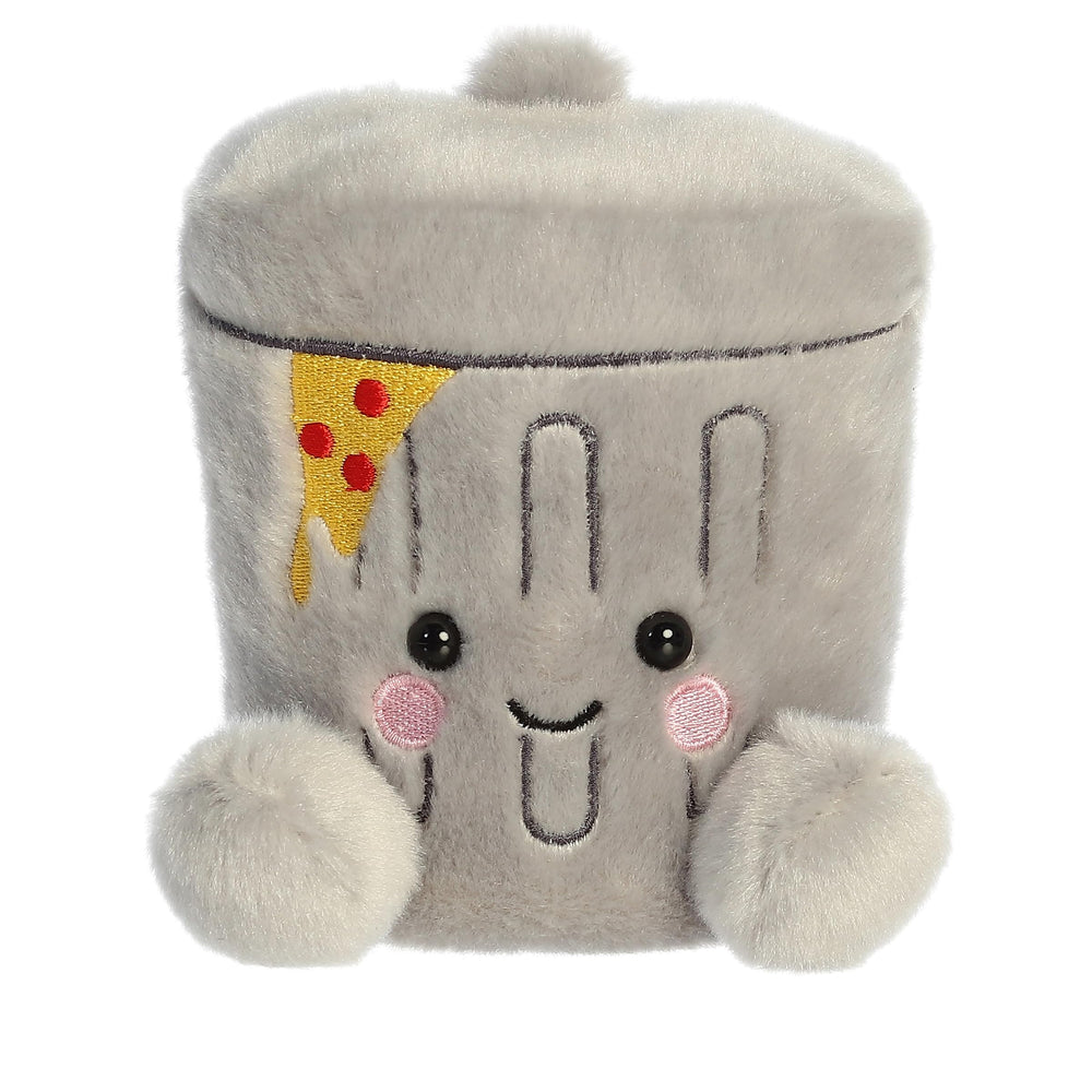 Aurora Garbanzo Palm Pal plush gray side view, handheld and portable.