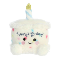 Aurora Palm Pals Happy B'Day Cake plush, 5-inch size, perfect desk decor or gift.